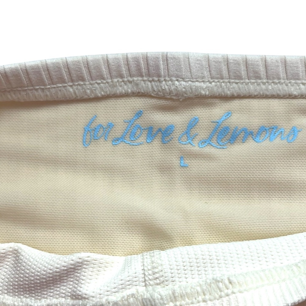 🔆 For Love & Lemons Dani Ribbed Biker Shorts Cream NWT Large - Picture 3 of 3